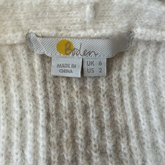 Boden cream Longline knit duster cardigan pockets size 2 - Picture 6 of 9